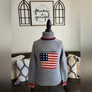U.S. POLO ASSN. American Flag Wool Blend Classic Turtleneck Sweater Size M Retro